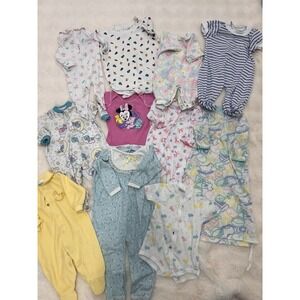 Vintage Lot Bundle Baby Girl Newborn Sleepers Clothes Pastel 80s 90s Carters